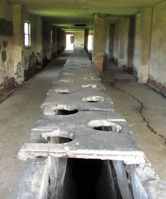 Toilet in Auschwitz concentration camp.