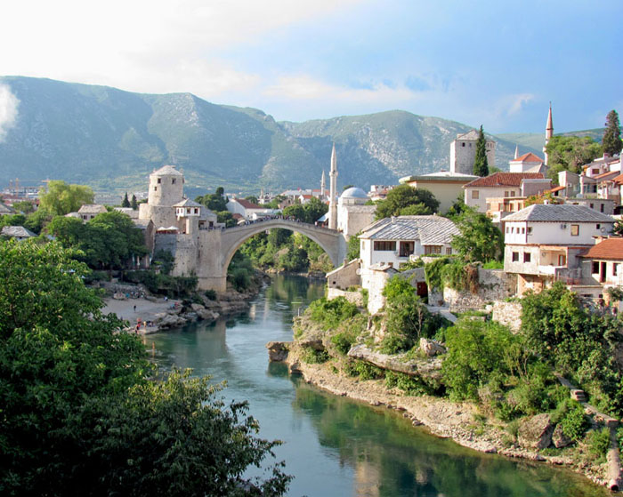 Stari Most bridge in Mostar, Bosnia and Herzegovina.