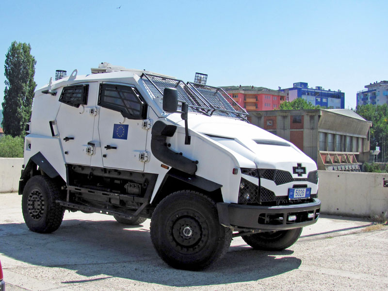 A safe vehicle in Mitrovica, Kosovo.