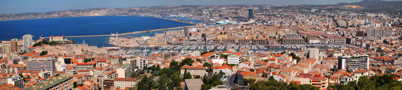 View from Notre-Dame de la Garde towards the Vieux-Port, Marseille.
