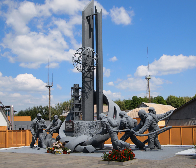 Monument to the Firefighters in Chernobyl, Ukraine.
