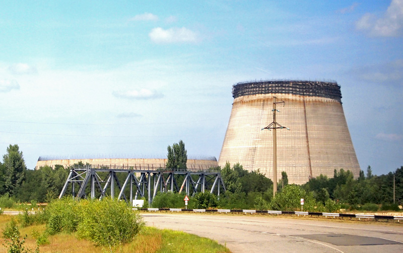 Cooling tower in Chernobyl Zone, Ukraine.