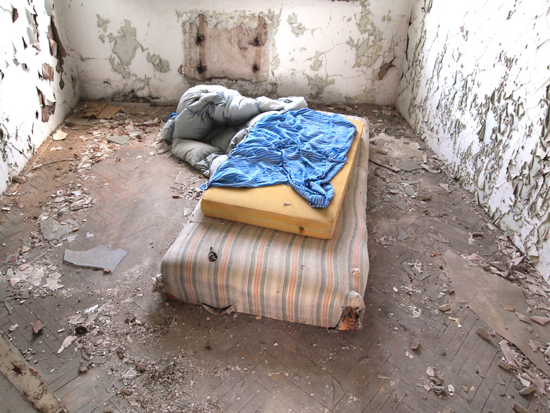 Abandoned bed in Milovice, Near Milovice abandoned airport, Czech Republic.