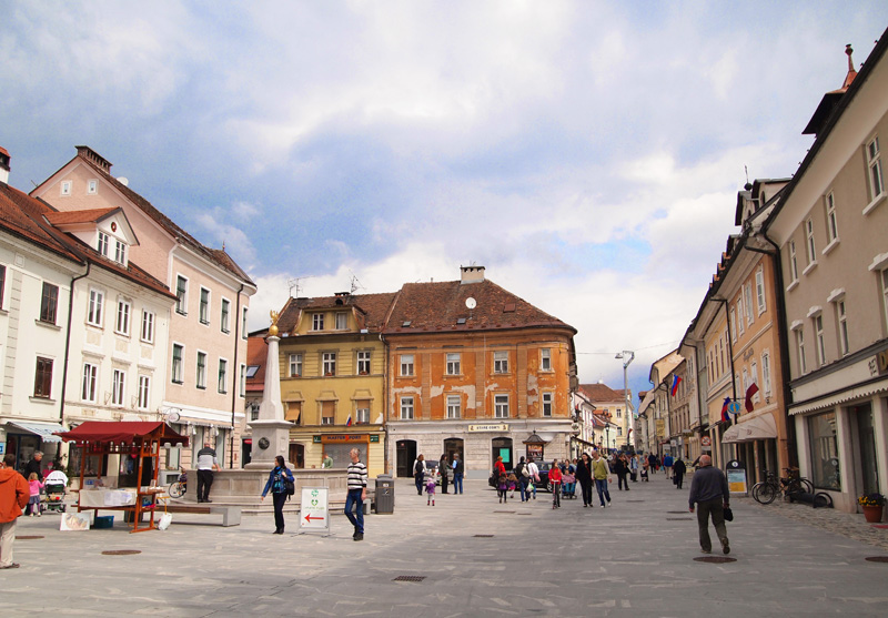 The square Glavni trg. Kranj, Slovenia.
