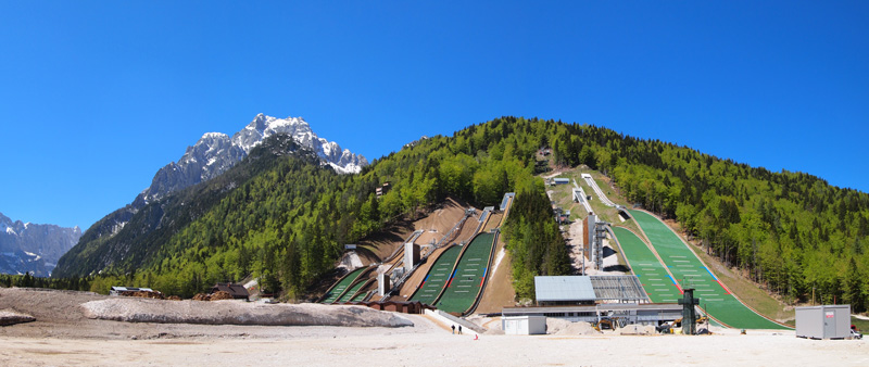 Ski jumps in Planica valley, Slovenia.