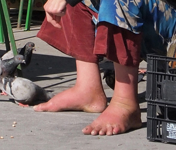 Person without shoes. Ljubljana, Slovenia.