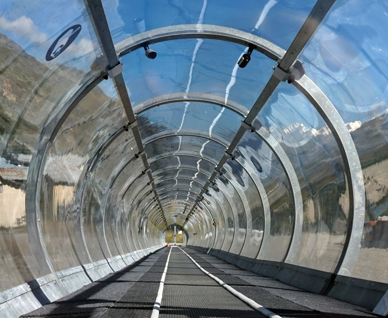 Transparent tunnel. Les Boisses, Tignes, France.