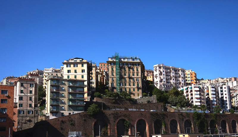 Apartment buildings in Genoa, Italy.
